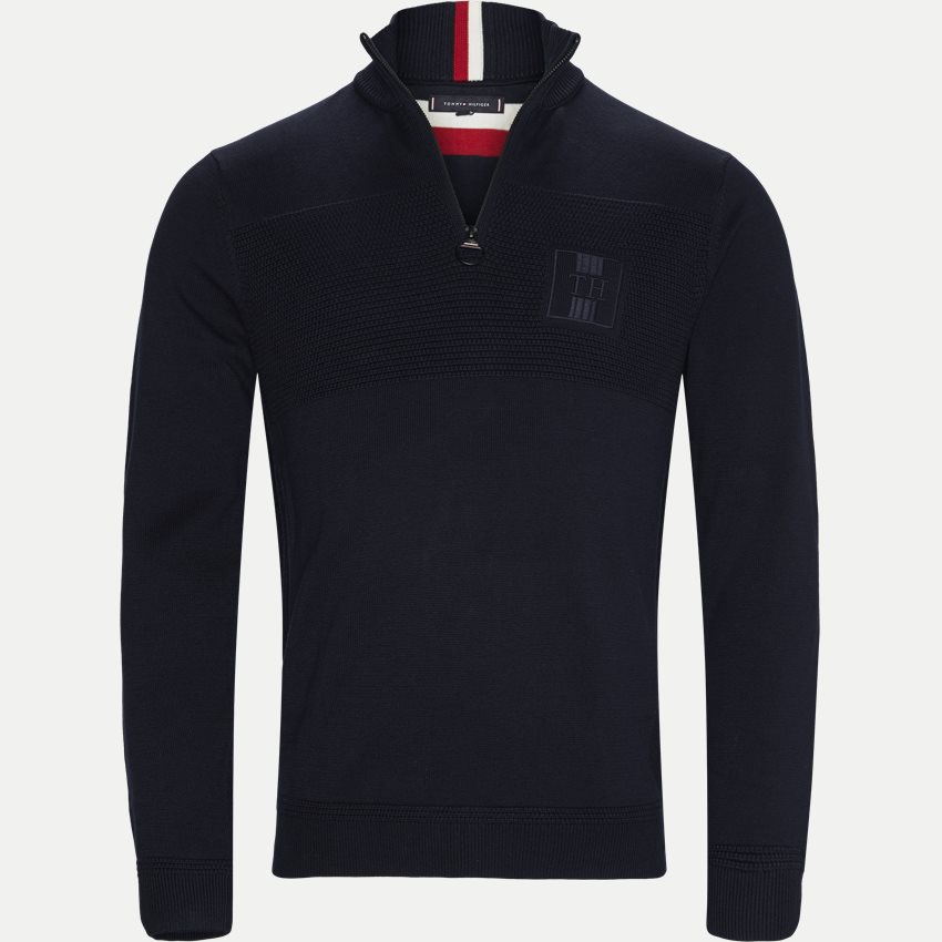 Tommy Hilfiger Knitwear PLACED STRUCTURE ZIP MOCK NAVY