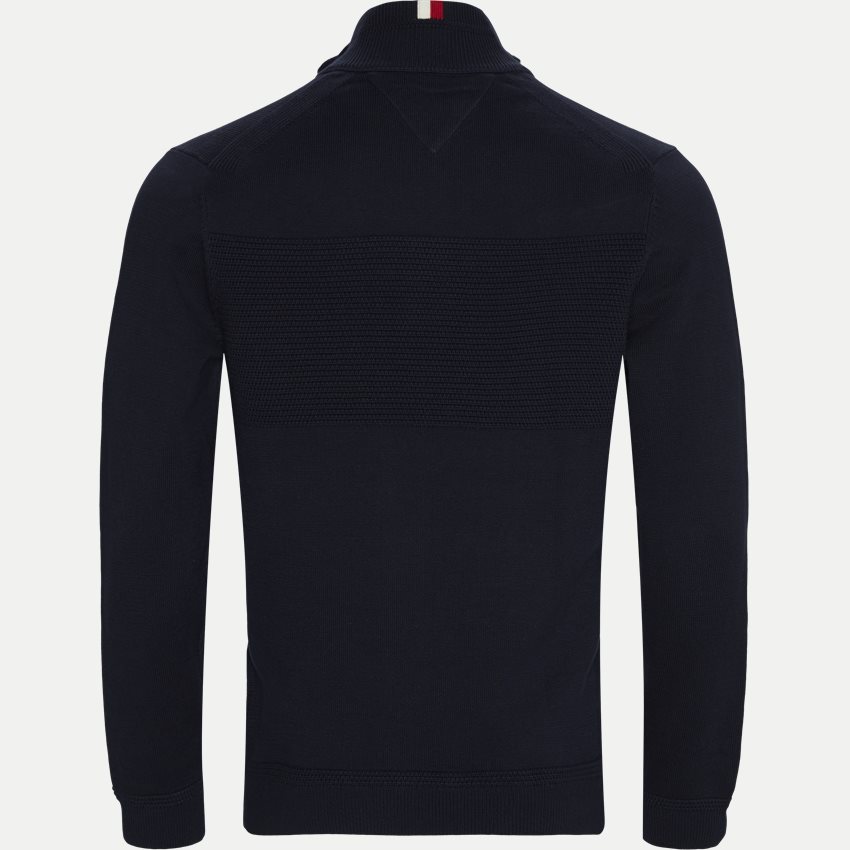 Tommy Hilfiger Knitwear PLACED STRUCTURE ZIP MOCK NAVY