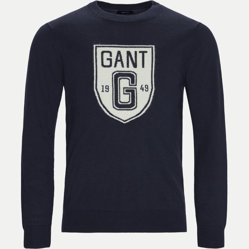 Gant Knitwear D2 HOLIDAY INTARSIA SHIELD CREW BLÅ
