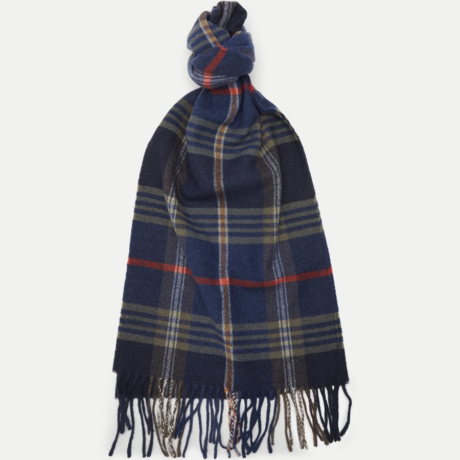 D2 TWILL CHECKED WOOL SCARF - D2 Twill Checked Wool Scarf - Tørklæder - NAVY - 1