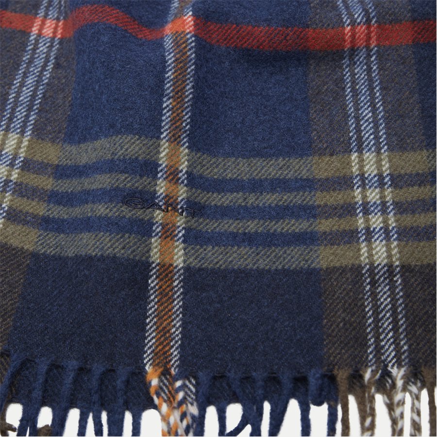 D2 TWILL CHECKED WOOL SCARF - D2 Twill Checked Wool Scarf - Tørklæder - NAVY - 2