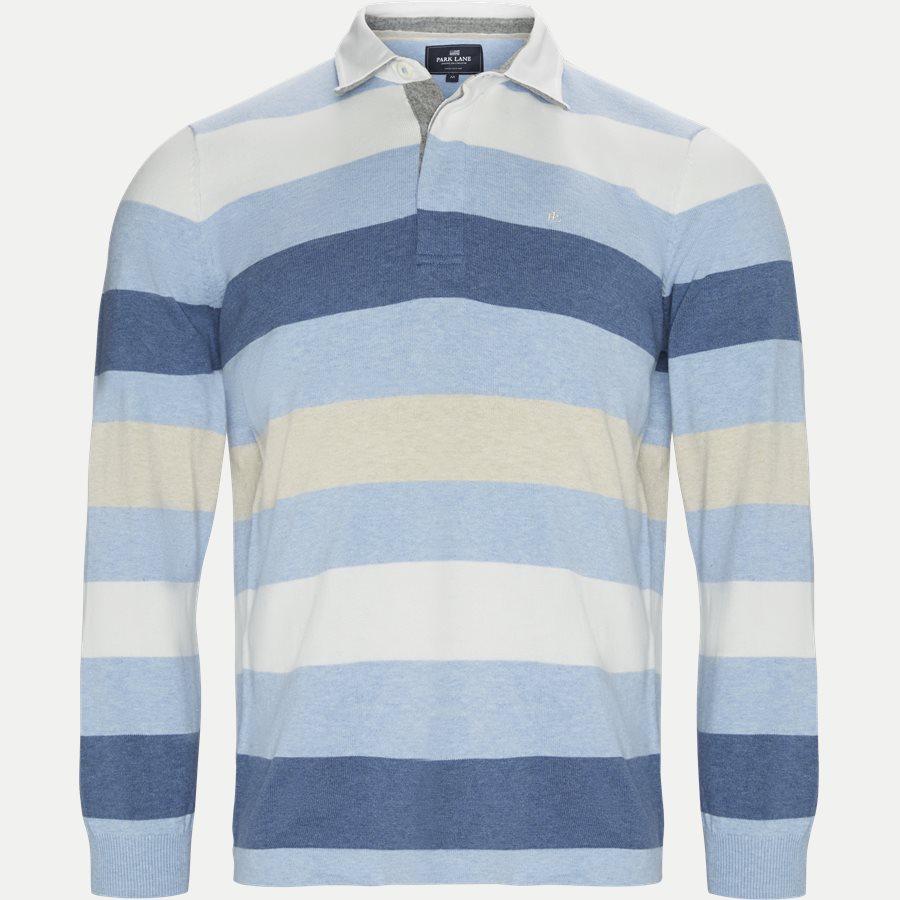 1640 RUGGER KNITTED STRIPED - Langærmet Polo T-shirt - T-shirts - Regular - LYSBLÅ - 1