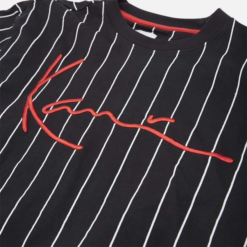 Karl Kani T-shirts SIGNATURE PINSTRIPE 12016 SORT/HVID/RØD