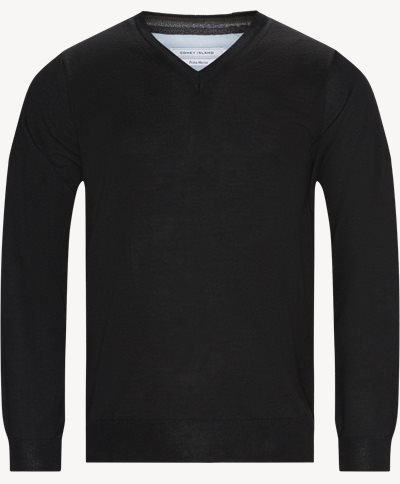 Salina Merino V-neck Knit Sweater Regular fit | Salina Merino V-neck Knit Sweater | Black