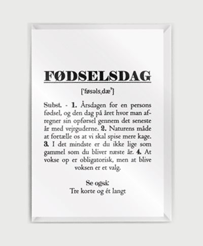 Citatplakat Accessories FØDSELSDAG Hvid