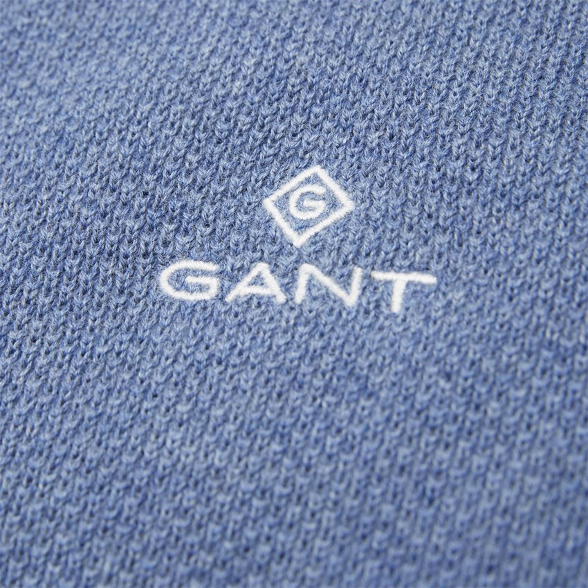 Gant Knitwear COTTON PIQUE HALF ZIP DENIM