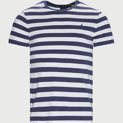 Striped Cotton T-shirt Regular slim fit | Striped Cotton T-shirt | Blå