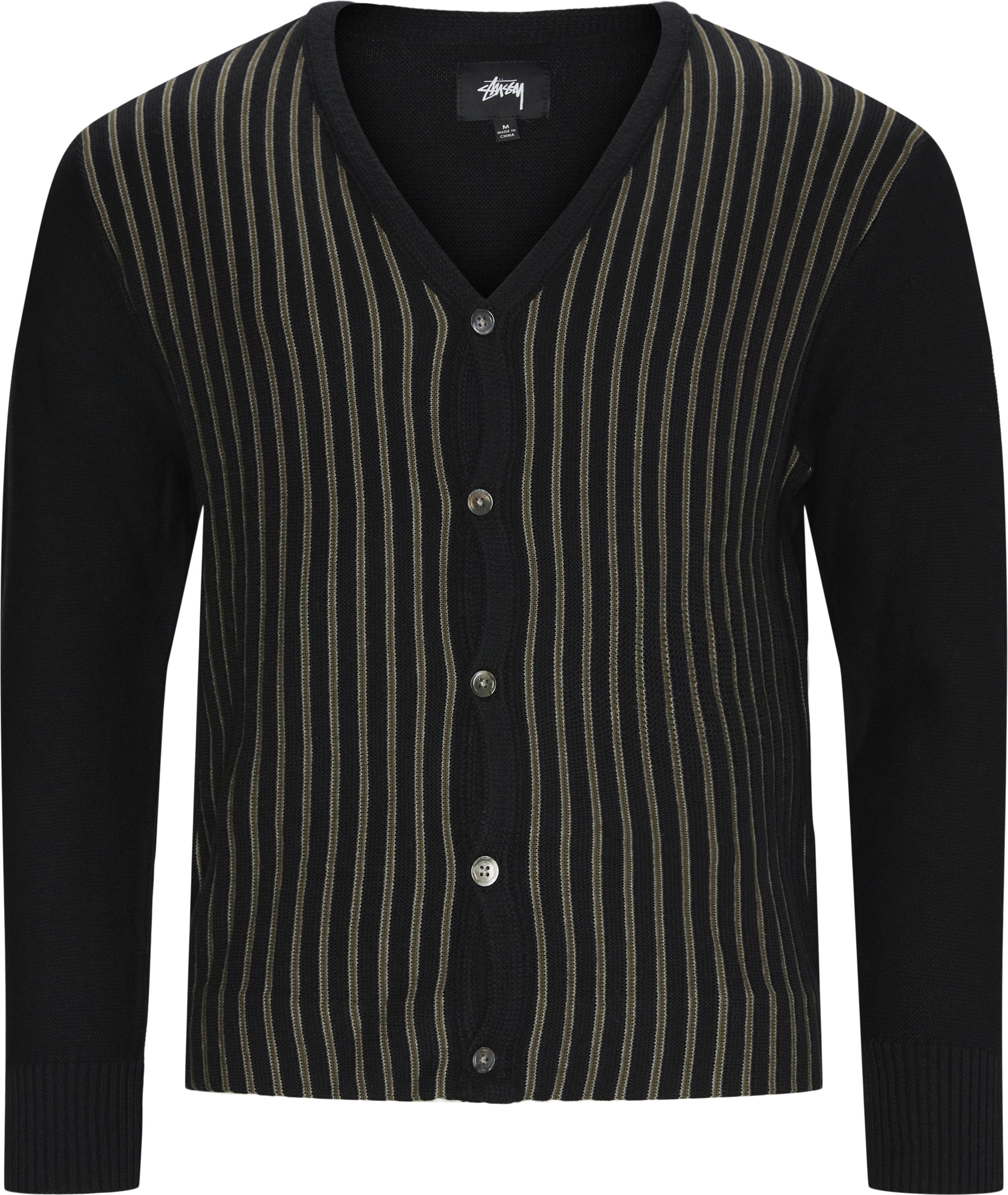 Stripe Cardigan Knit - Knitwear - Regular fit - Black