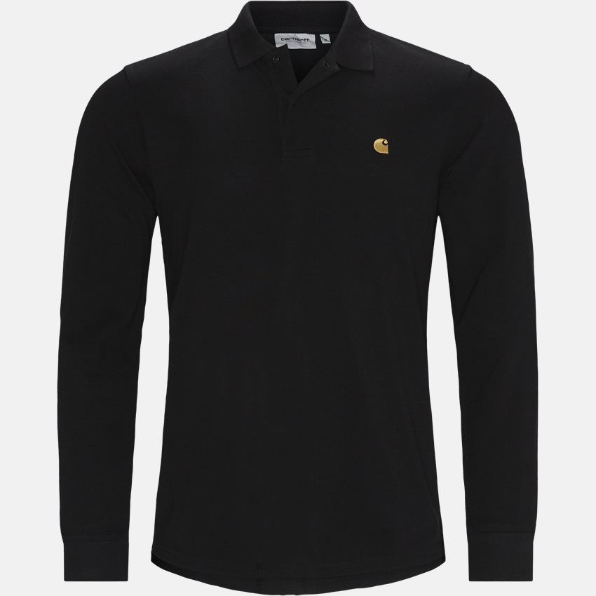 Carhartt WIP T-shirts L/S CHASE PIQUE POLO I027047  BLACK/GOLD