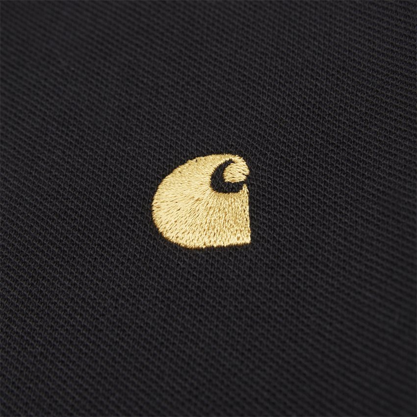 Carhartt WIP T-shirts L/S CHASE PIQUE POLO I027047  BLACK/GOLD