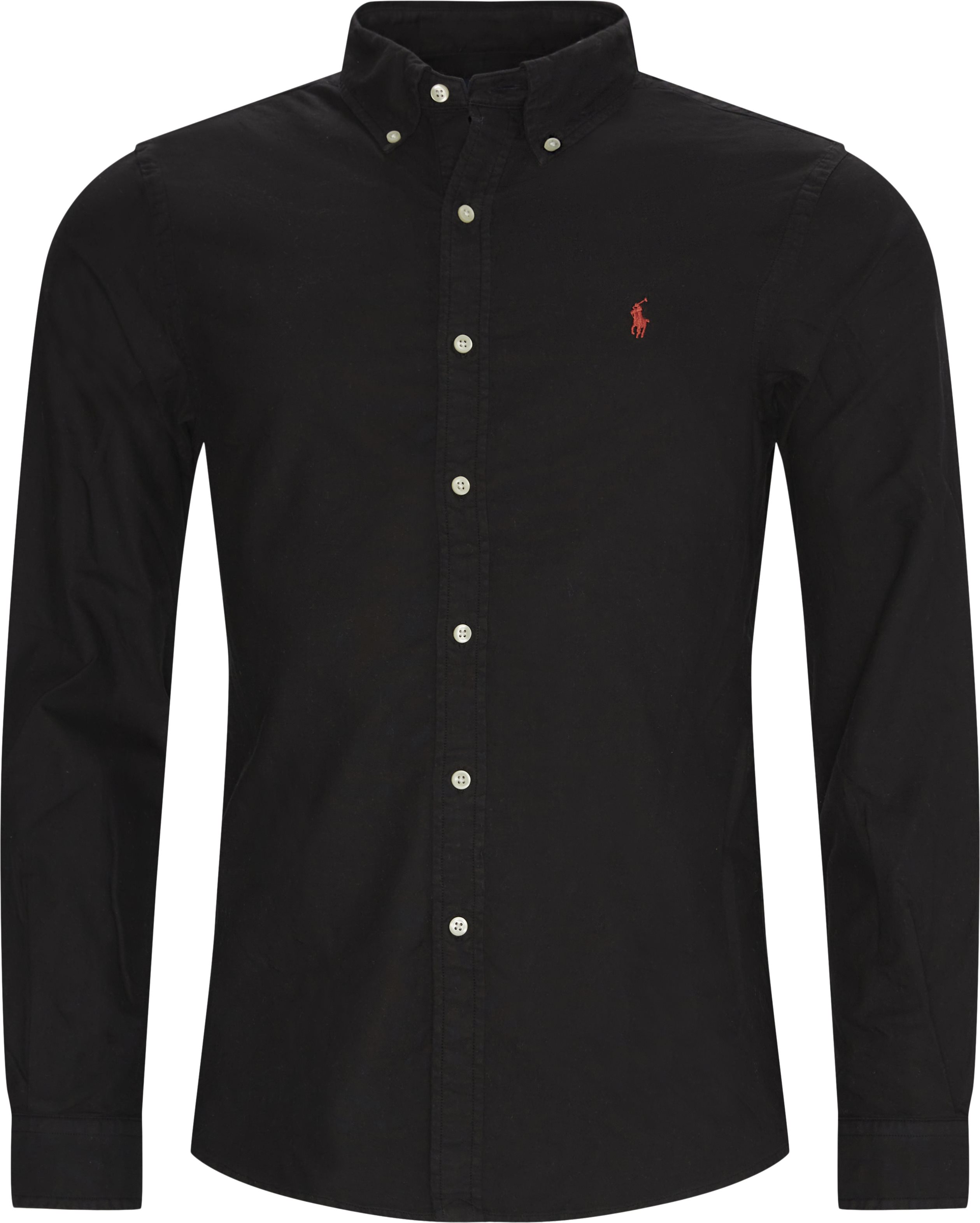Ensfarvet Skjorte - Shirts - Slim fit - Black