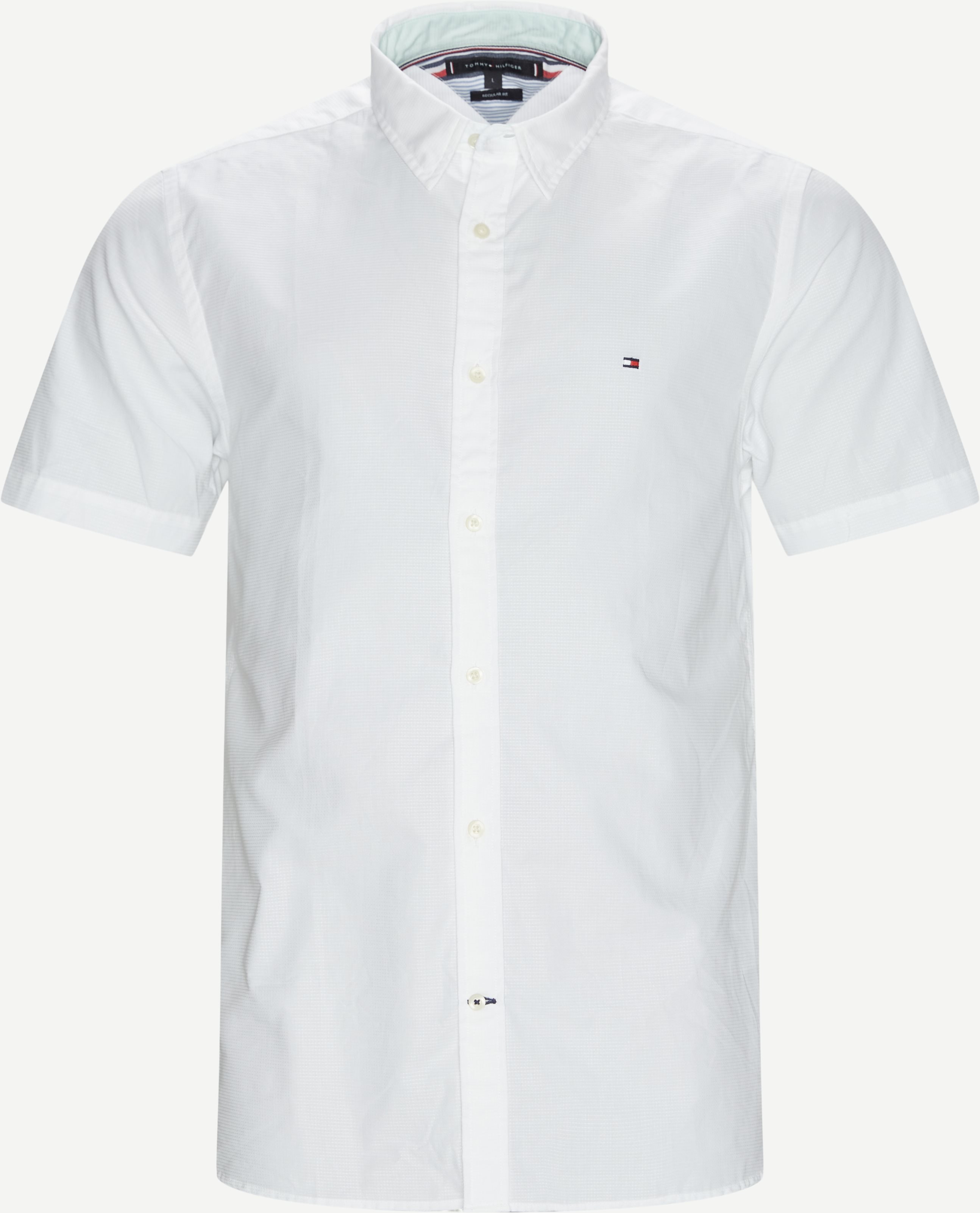 Grid Dobby K/Æ Skjorte - Short-sleeved shirts - Regular fit - White