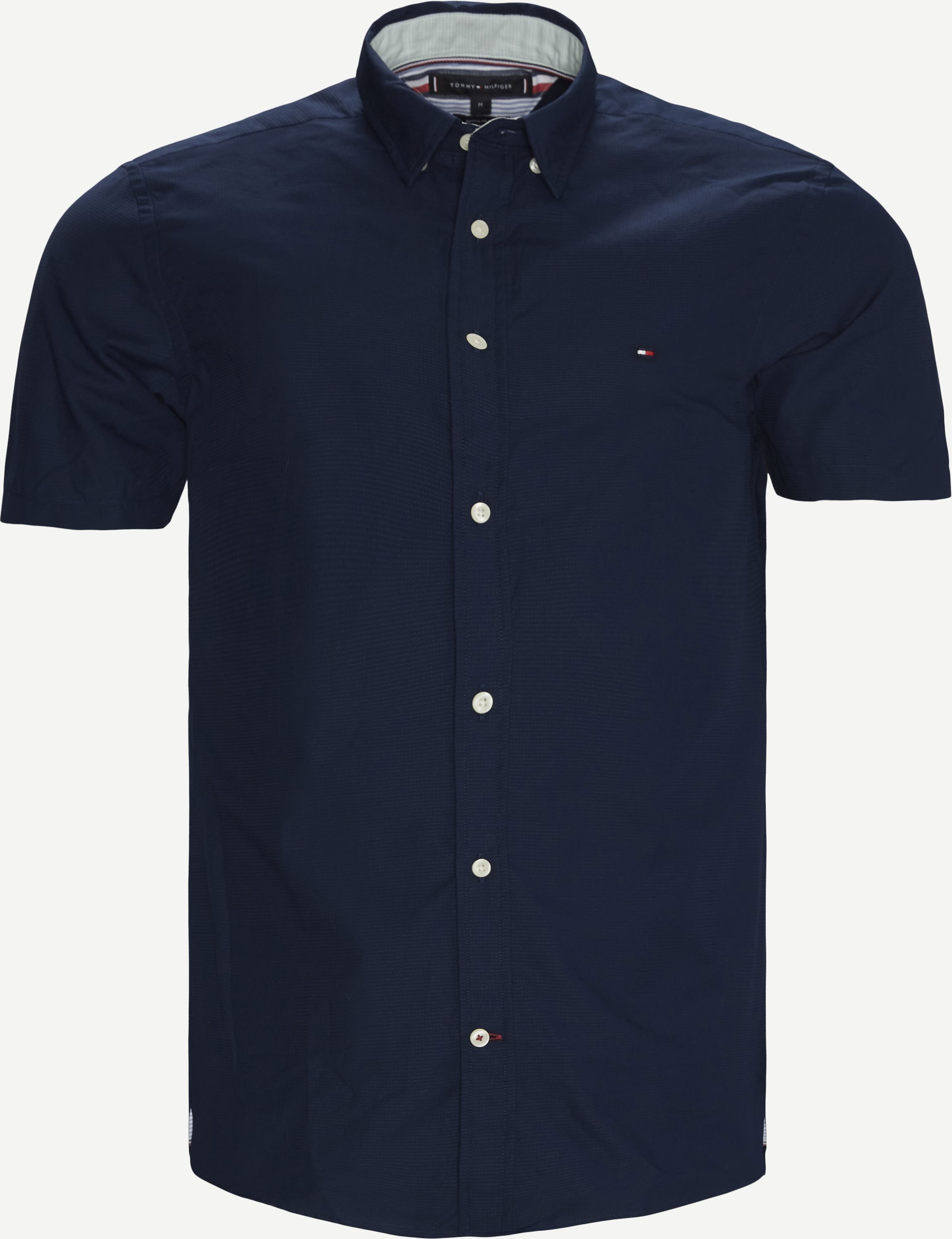 Grid Dobby K/Æ Skjorte - Kortærmede skjorter - Regular fit - Blå