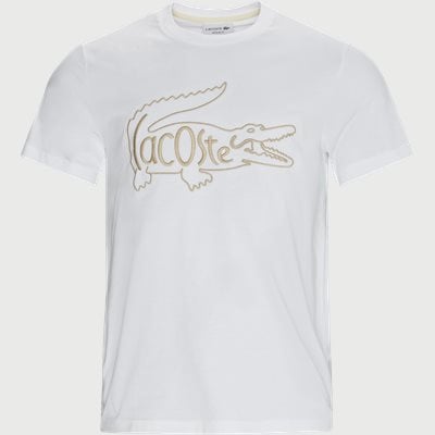 T-Shirt aus Baumwolle mit Krokodilstickerei und Rundhalsausschnitt Regular fit | T-Shirt aus Baumwolle mit Krokodilstickerei und Rundhalsausschnitt | Weiß