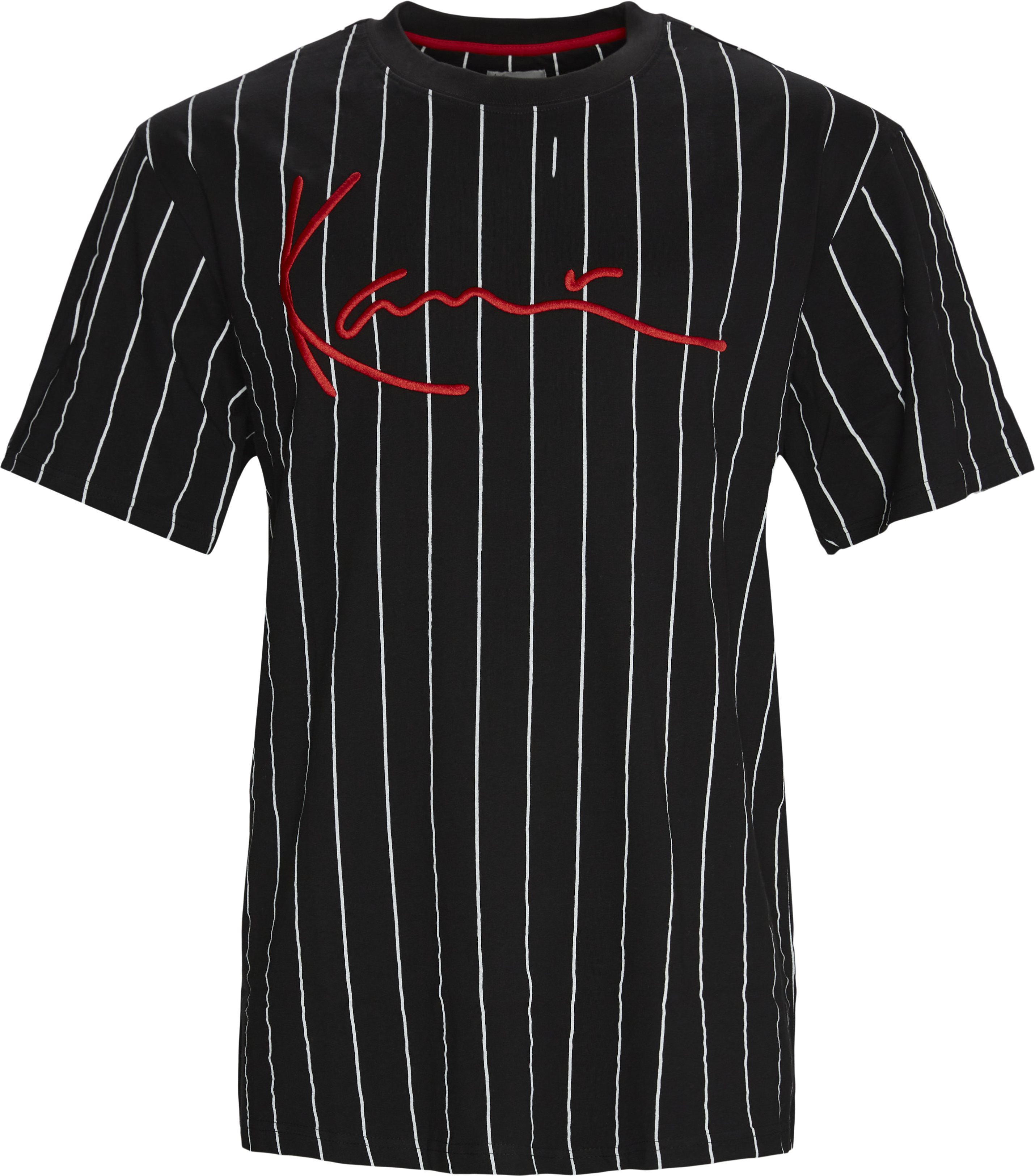 Signature Pinstripe Tee - T-shirts - Regular fit - Svart