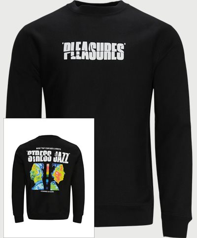 Pleasures Sweatshirts STRESS JAZZ CREW Svart