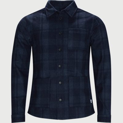 Jason Check Wool Hybrid Overshirt Regular fit | Jason Check Wool Hybrid Overshirt | Blå