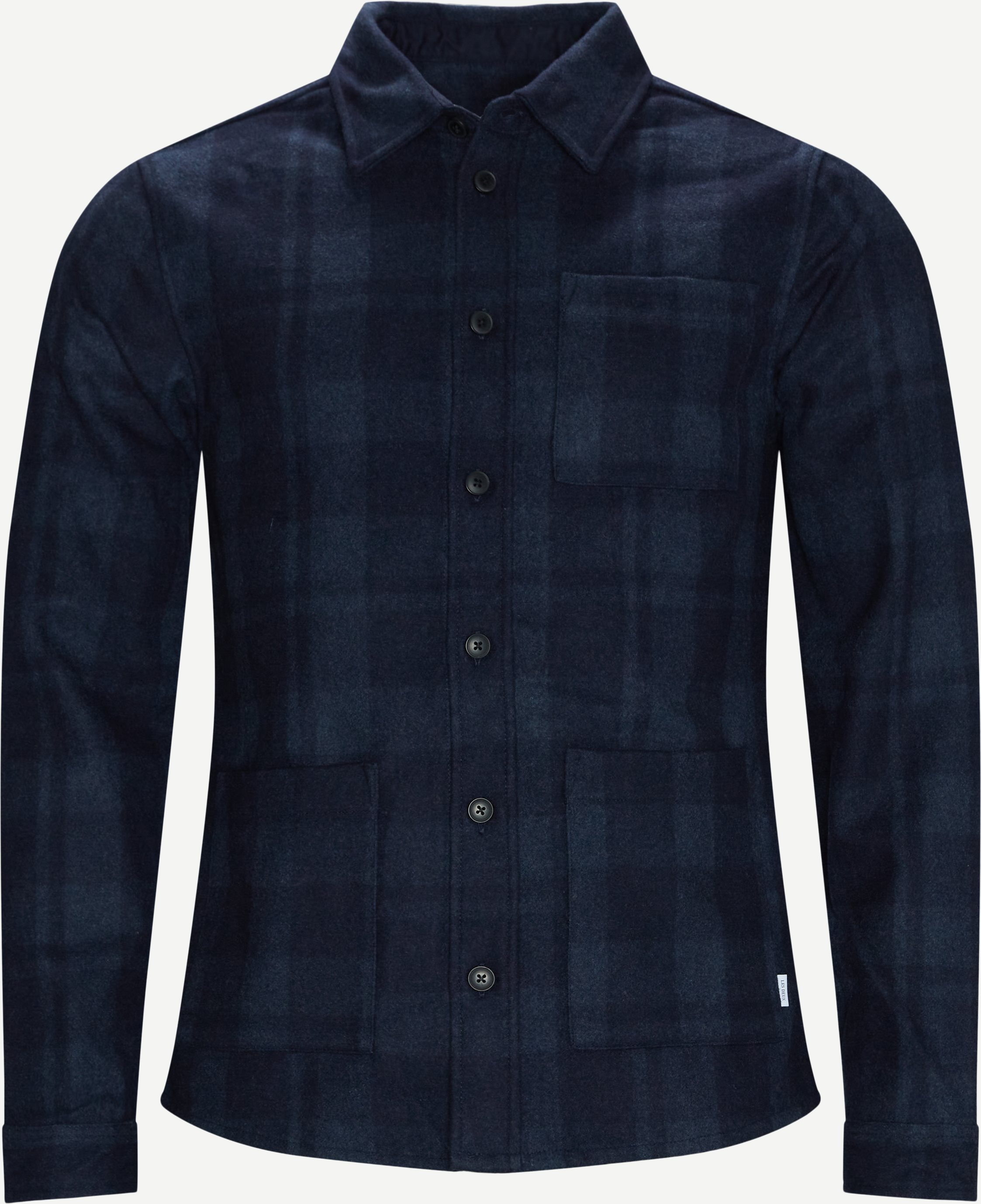 Jason Check Wool Hybrid Overshirt - Jakker - Regular fit - Blå