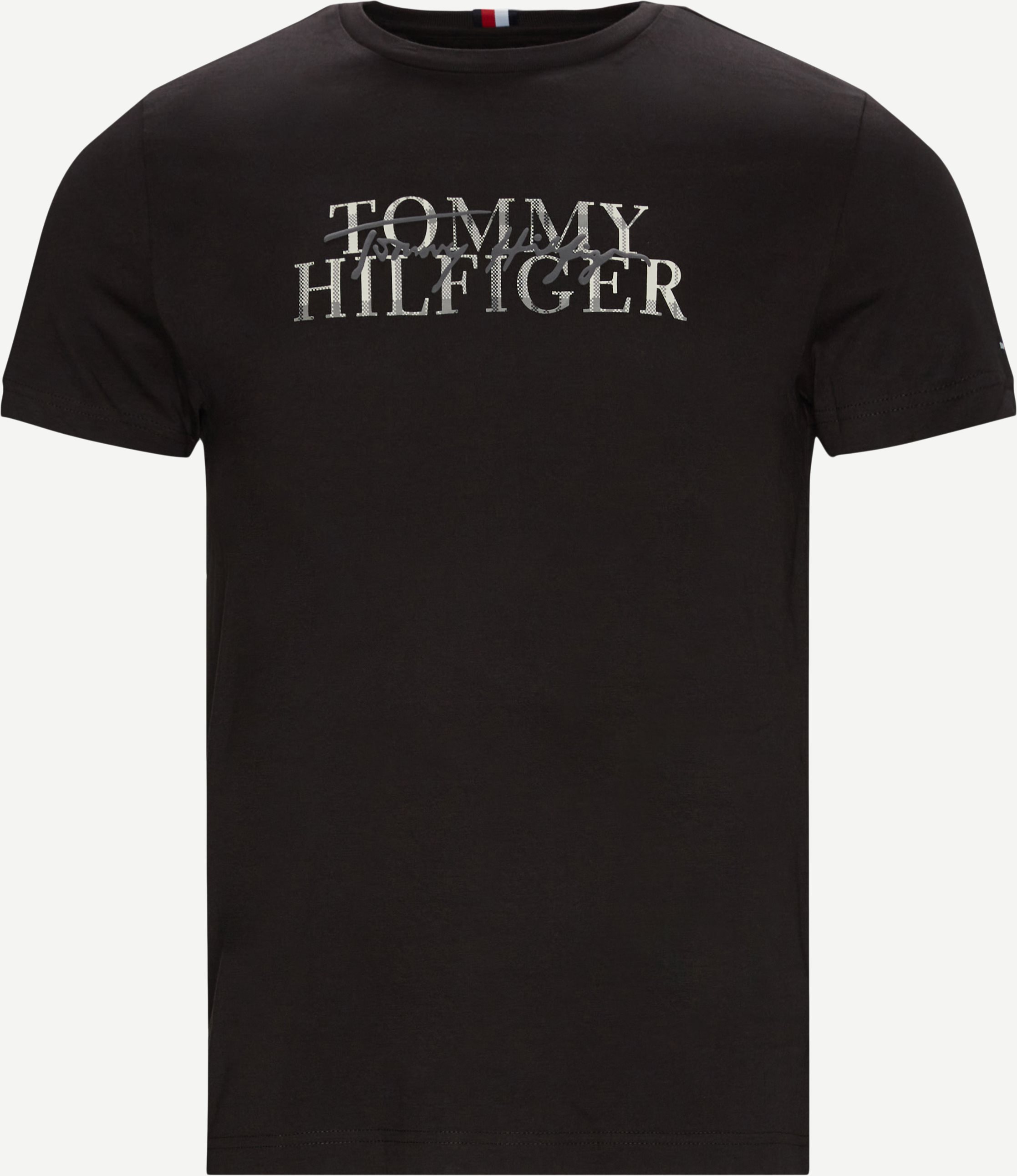 Check Hilfiger Print Tee - T-shirts - Regular fit - Sort