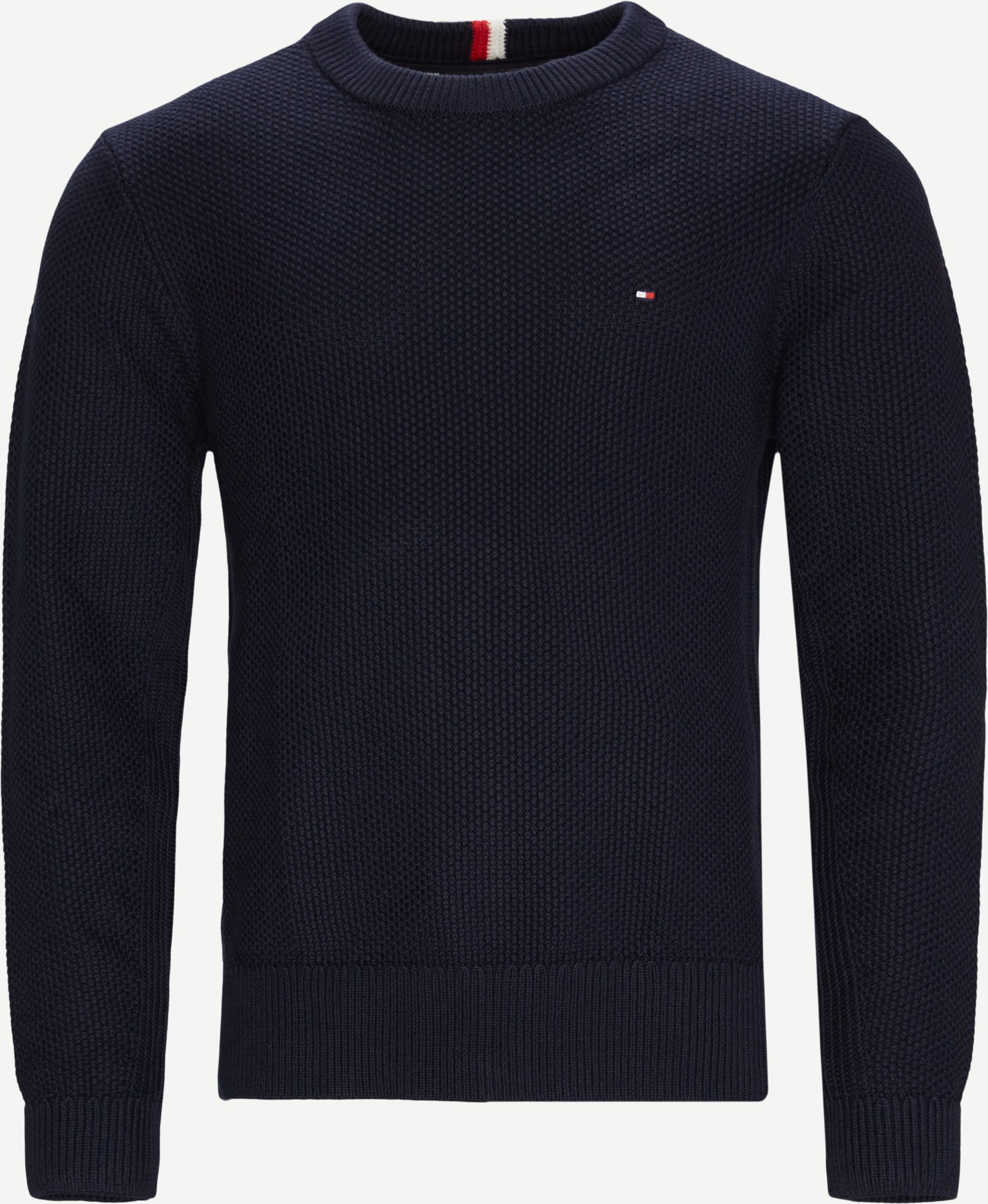 Exaggerated Structure Crew Neck Strik - Knitwear - Regular fit - Blue