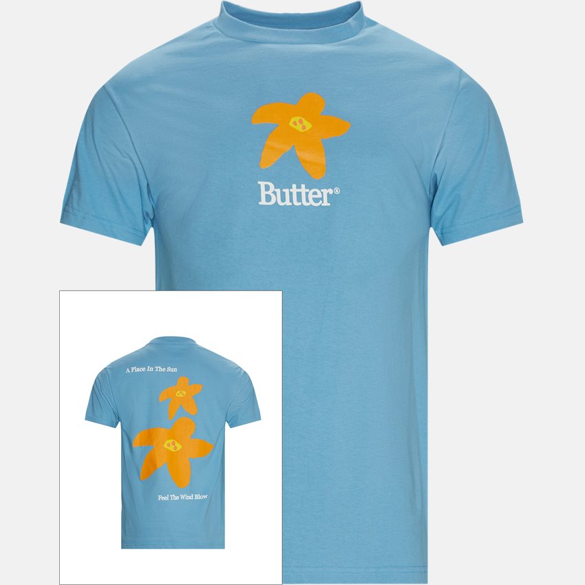 Butter Goods T-shirts FLOWERS TEE BLÅ