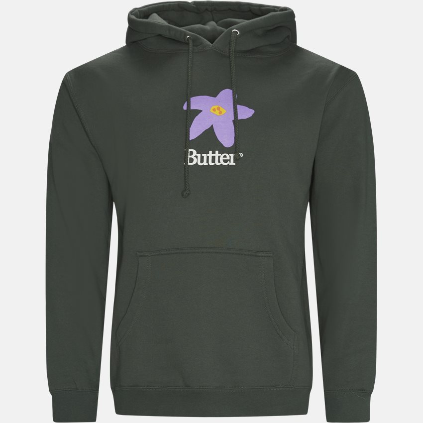 Butter Goods Sweatshirts FLOWERS HOOD GRØN