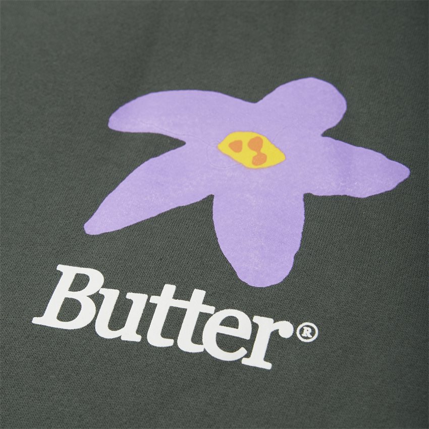Butter Goods Sweatshirts FLOWERS HOOD GRØN
