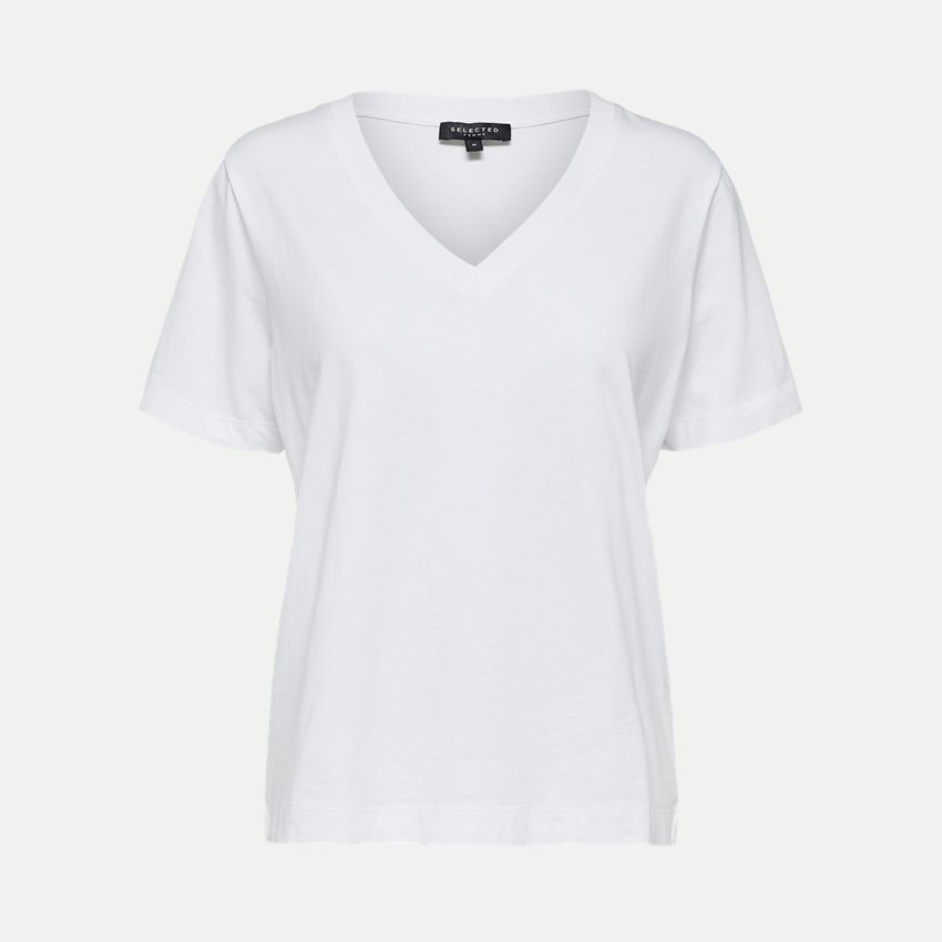 Seleted Femme T-shirts STANDARD V NECK 16065132 HVID