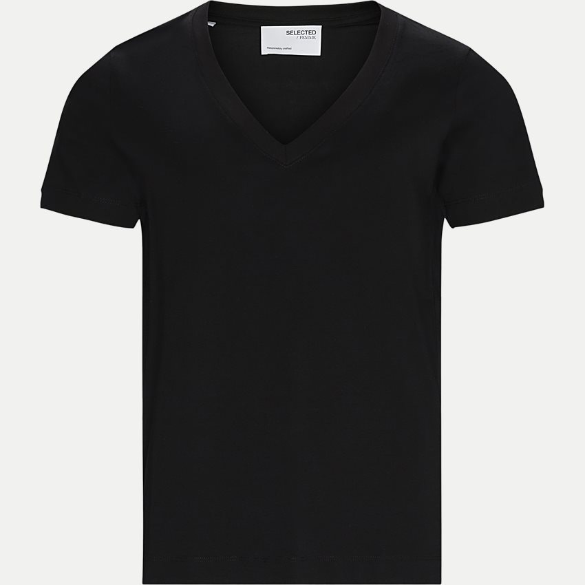 Seleted Femme T-shirts STANDARD V NECK 16065132 SORT