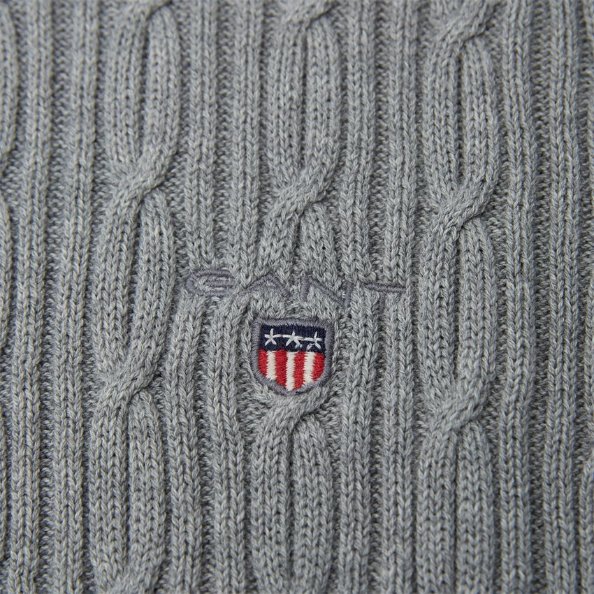 Gant Knitwear D2 COTTON CABLE C-NECK 8030114 GRÅ