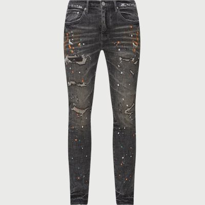Graue Lack-Distress-Jeans Slim fit | Graue Lack-Distress-Jeans | Schwarz