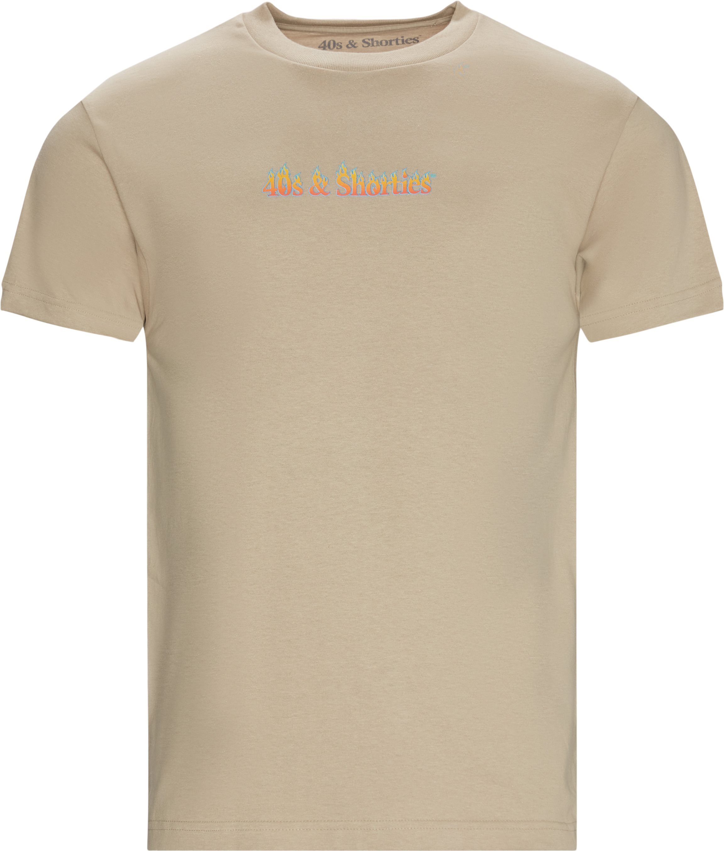 Flame Text Logo Tee - T-shirts - Regular fit - Sand