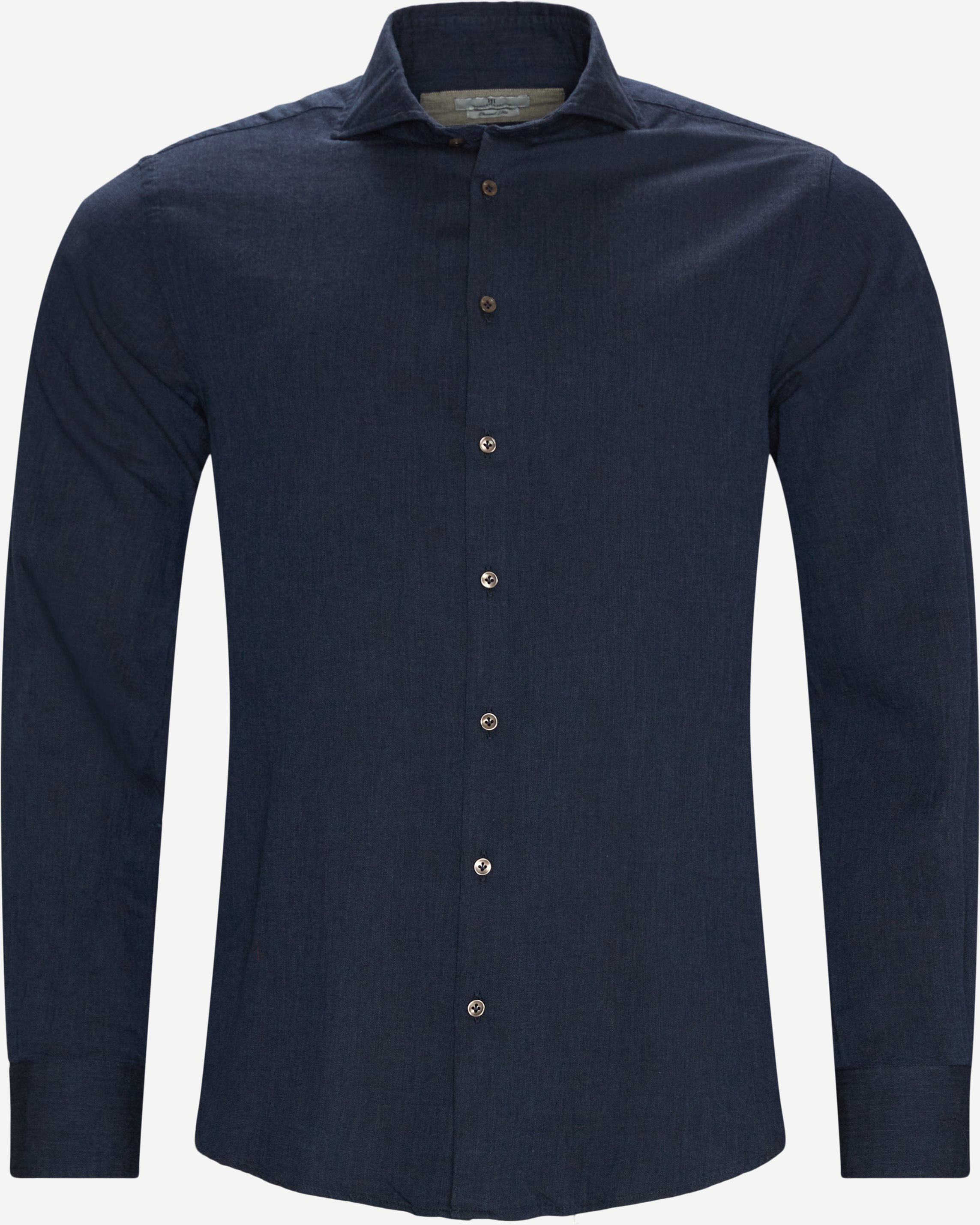 07122 Herringbone Soft Flannel Shirt - Skjorter - Casual fit - Blå