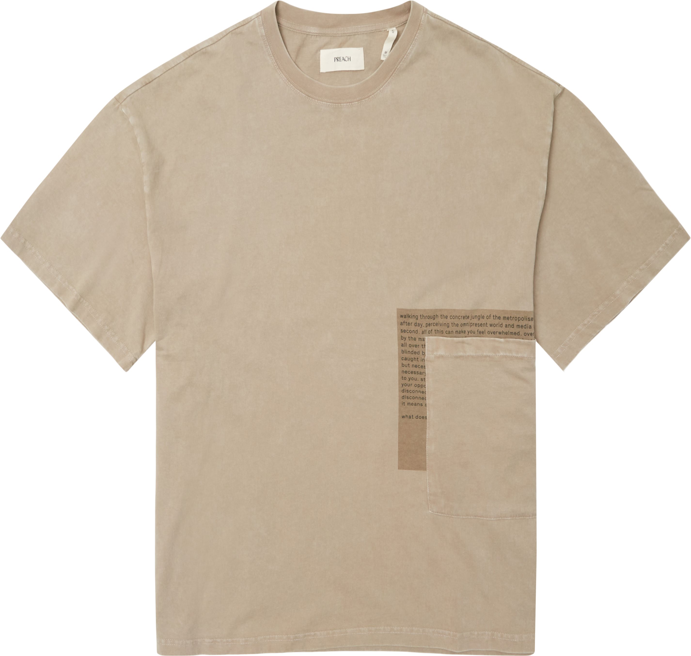 Big Pocket Wording Tee - T-shirts - Oversize fit - Sand