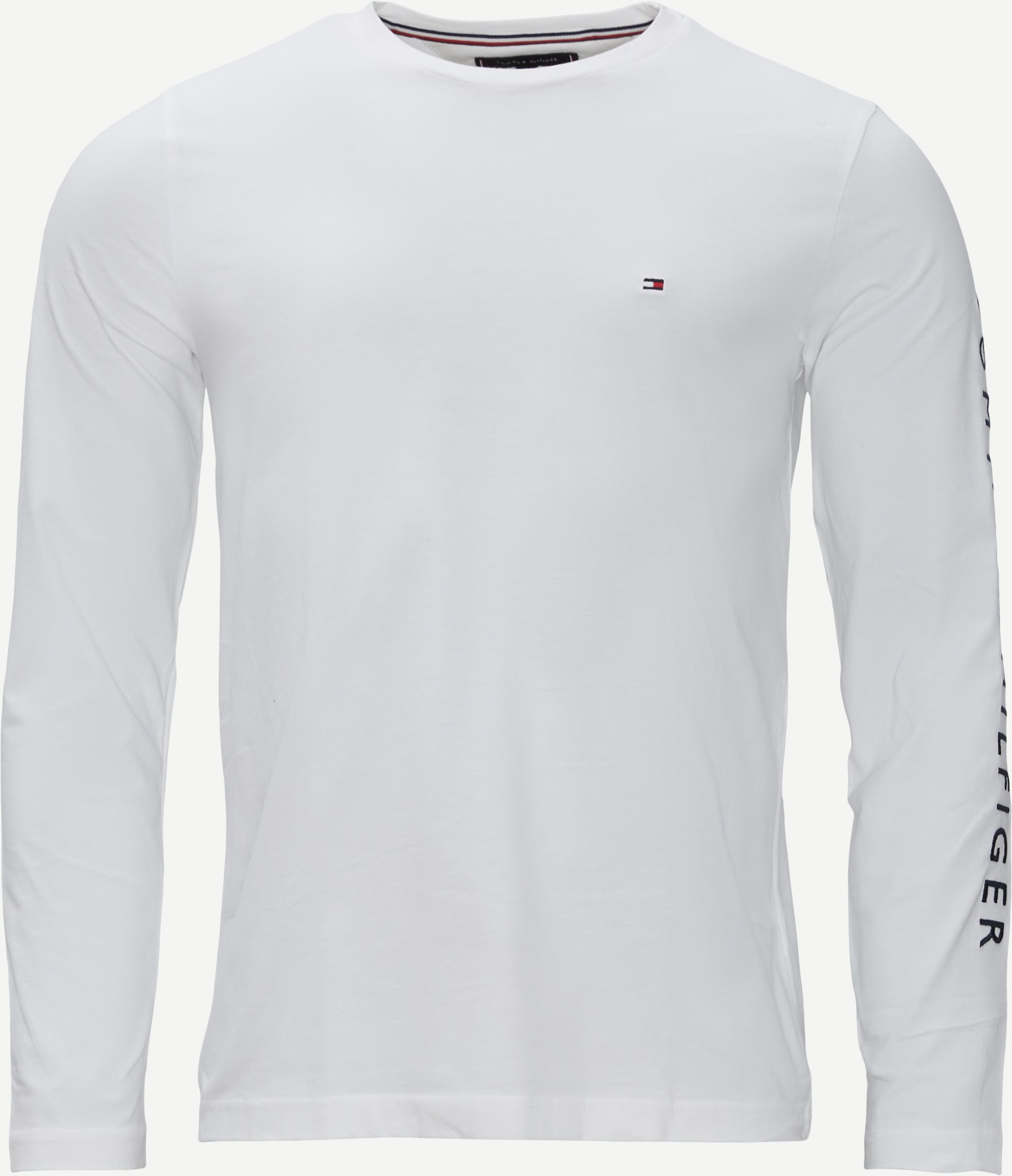 Tommy logo long sleeve tee - T-shirts - Regular fit - Hvid