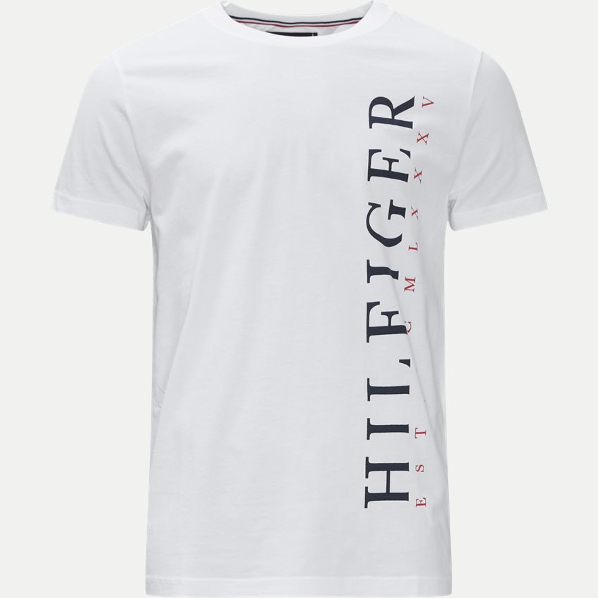 Tommy Hilfiger T-shirts 22164 VERTICAL HILFIGER LOGO TEE HVID