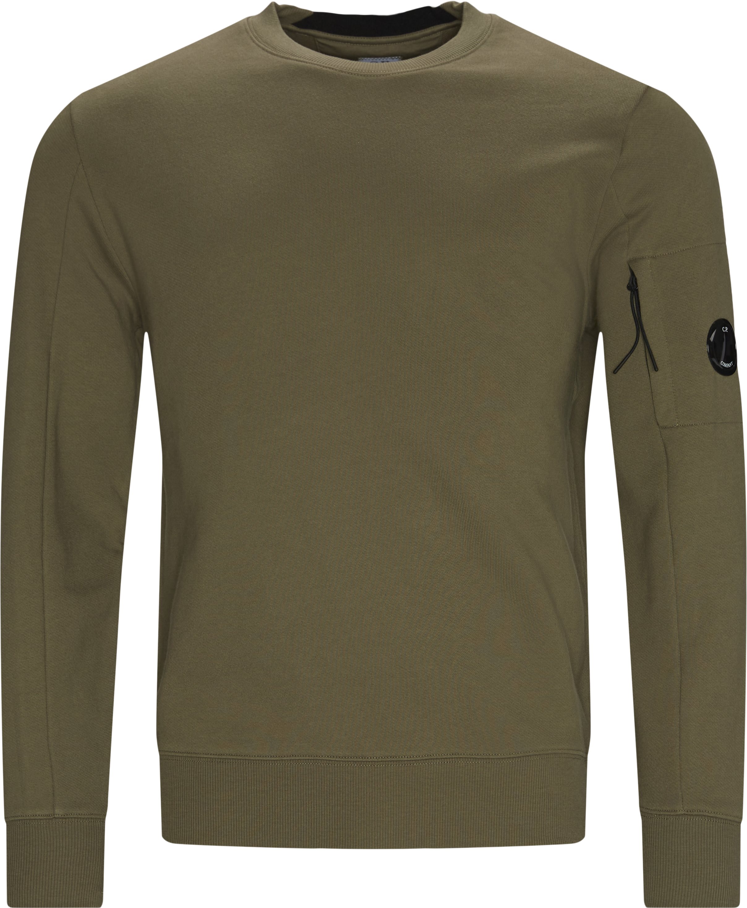 Crew Neck Diagonal Raised Fleece Sweatshirt - Sweatshirts - Regular fit - Green