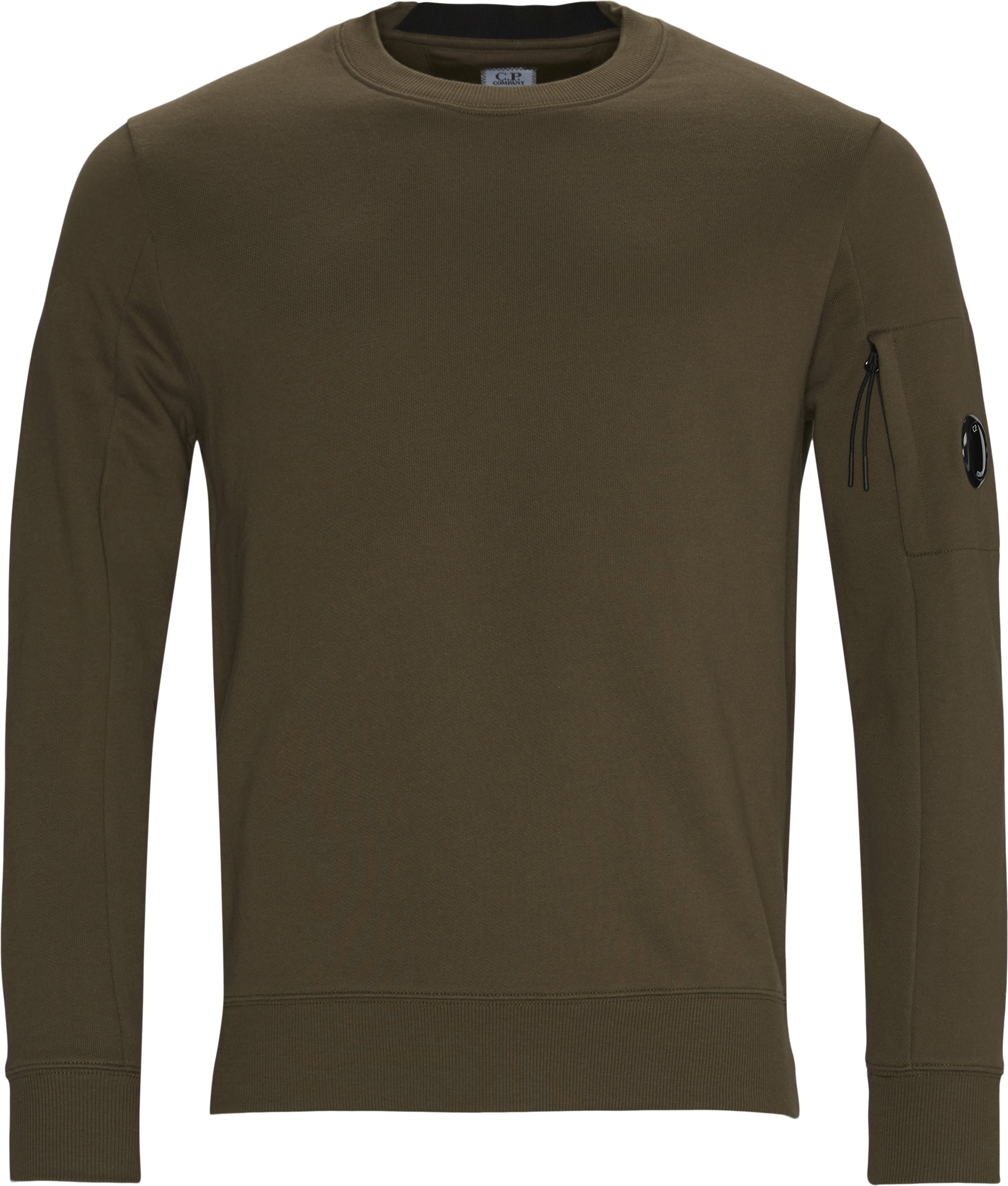 Crew Neck Diagonal Raised Fleece Sweatshirt - Sweatshirts - Regular fit - Army
