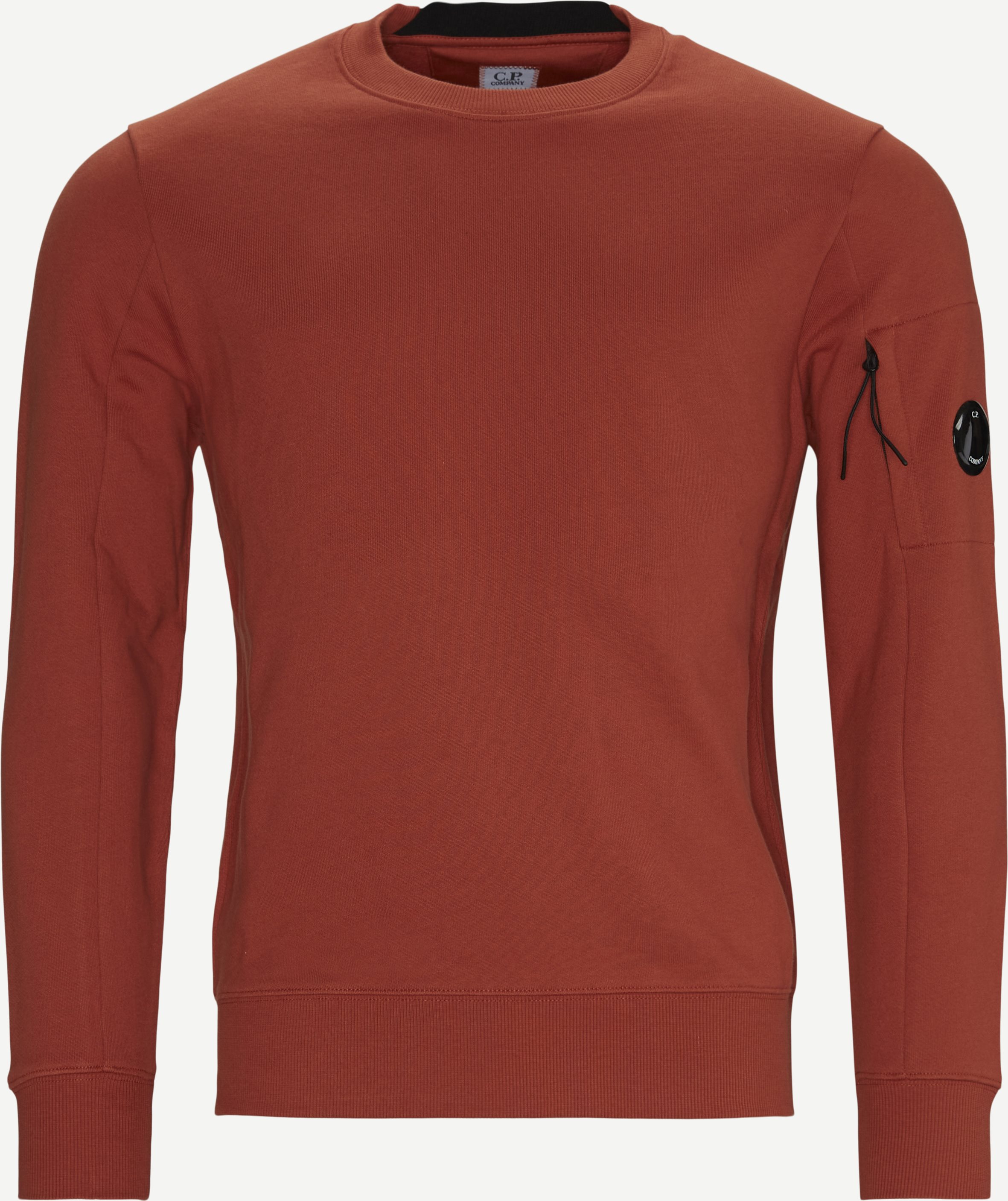 Crew Neck Diagonal Raised Fleece Sweatshirt - Sweatshirts - Regular fit - Red