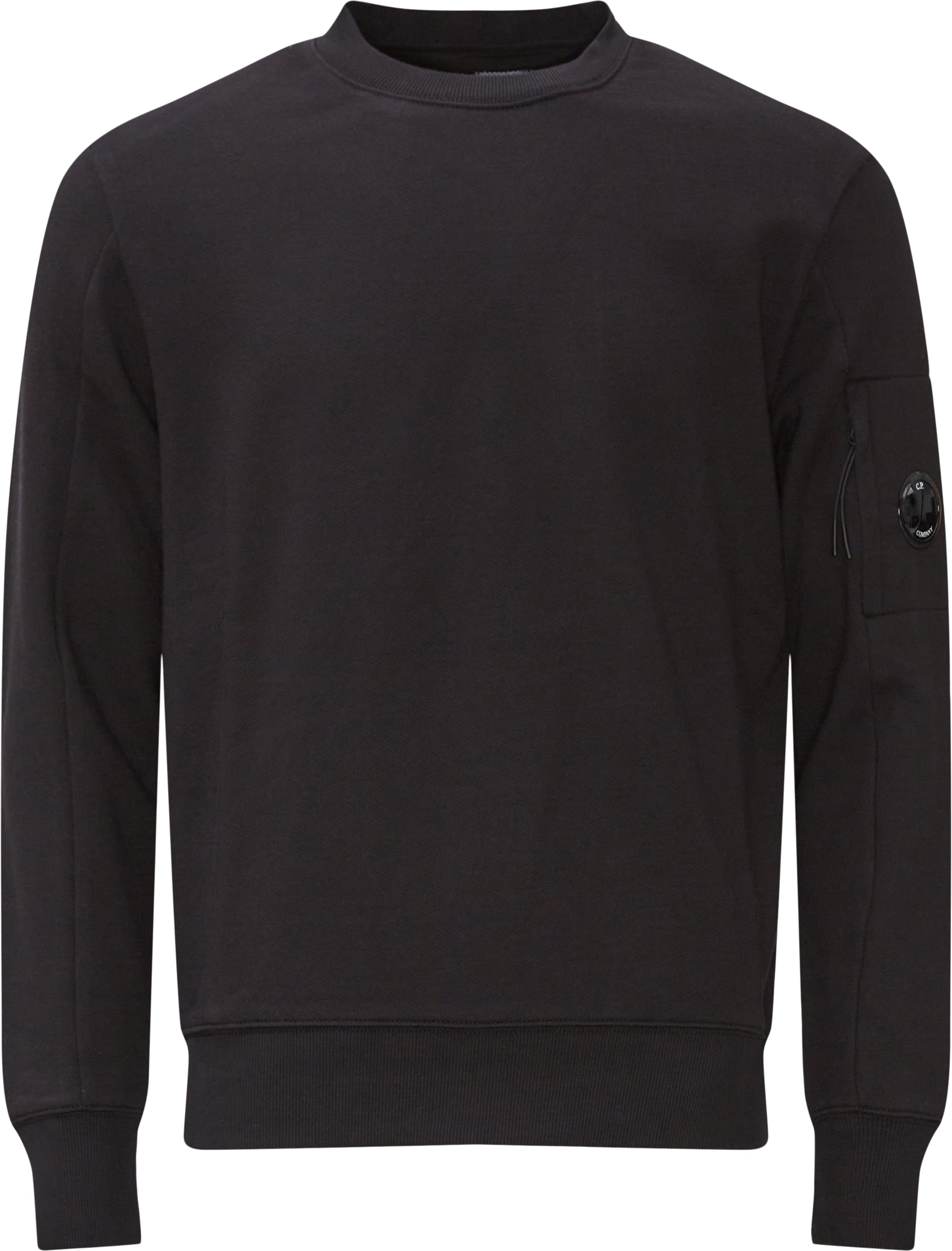 Crew Neck Diagonal Raised Fleece Sweatshirt - Sweatshirts - Regular fit - Black
