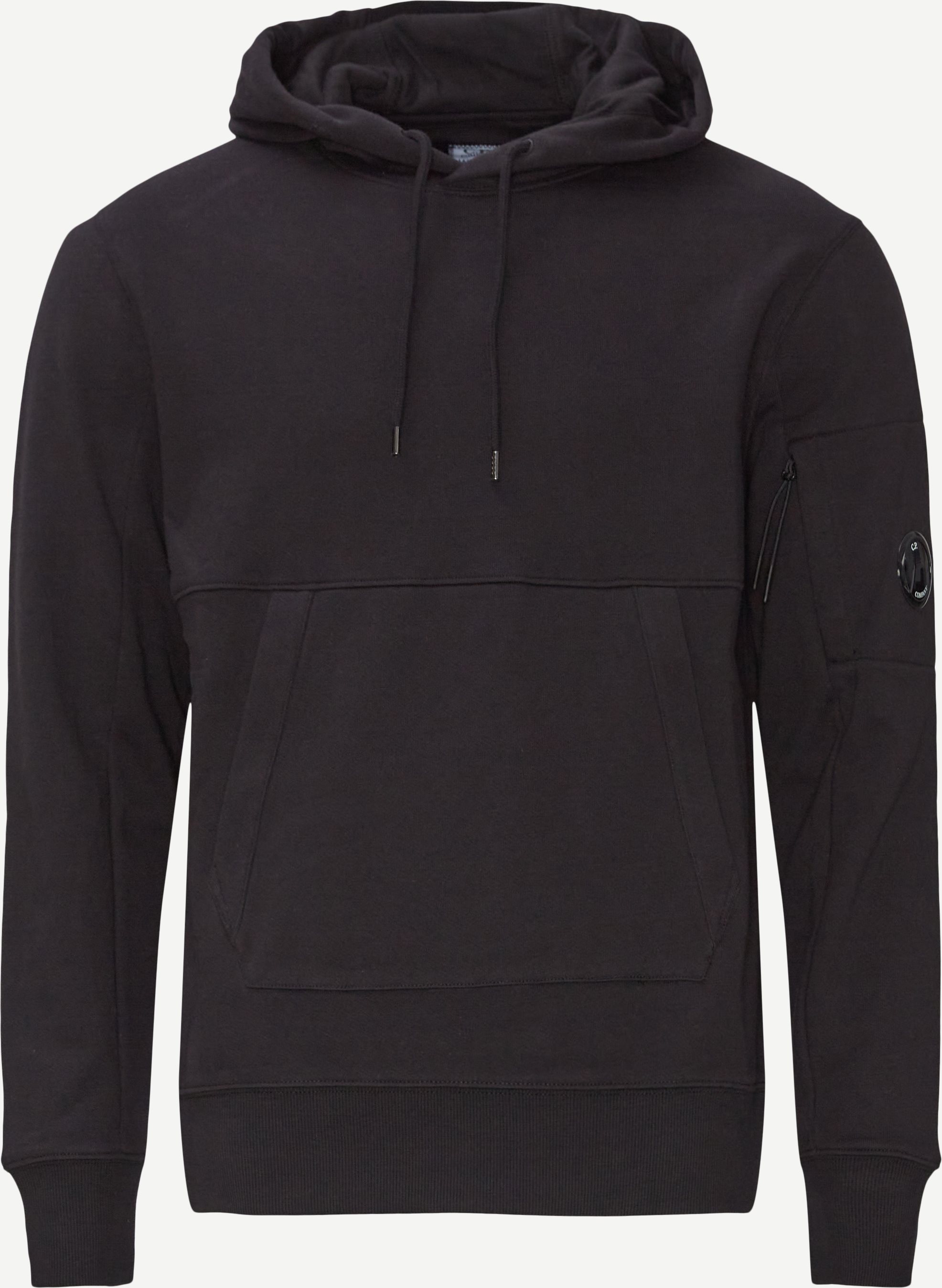 Hooded Diagonal Fleece Sweatshirt - Sweatshirts - Regular fit - Sort