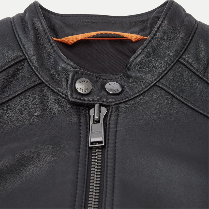 BOSS - Regular-fit biker jacket in Olivenleder® with monogram lining