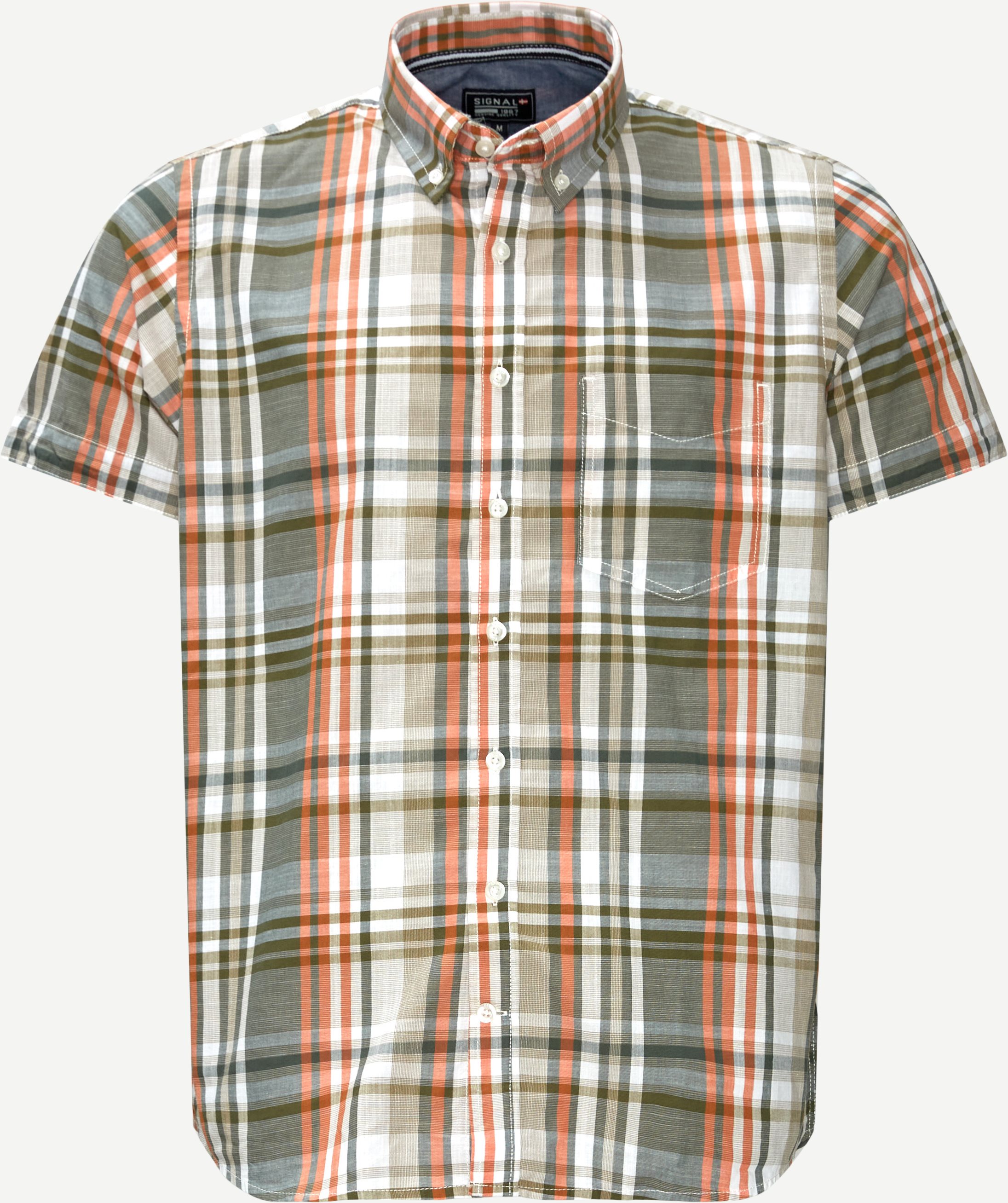 Grant rutig kortärmad skjorta - Kortärmade skjortor - Regular fit - Armé