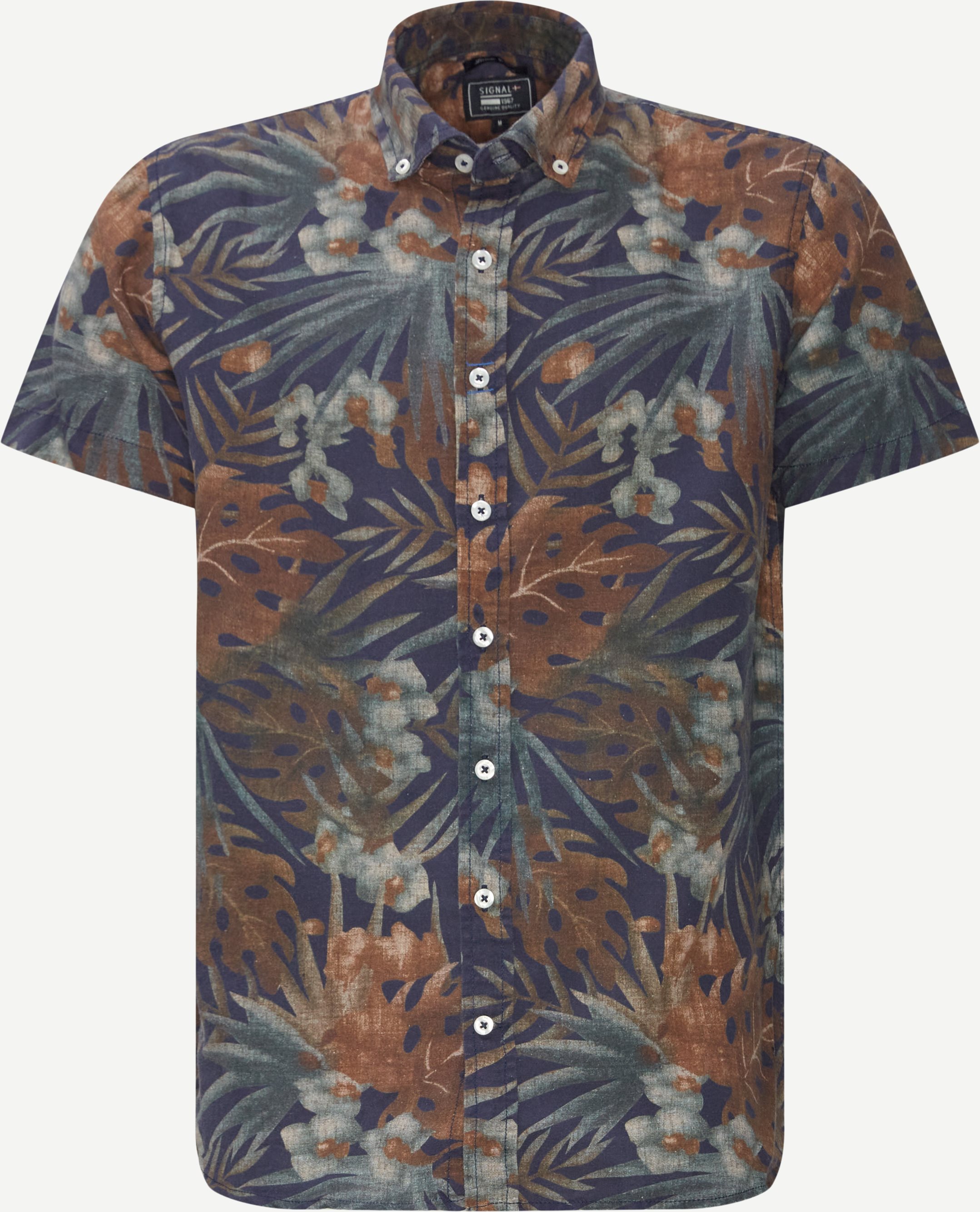 Graham Botanic Print Kortærmet Skjorte - Kortærmede skjorter - Regular fit - Blå