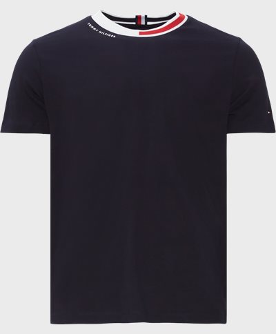 Tommy Hilfiger T-shirts 23948 JAQUARD RWB COLLAR TEE Blå