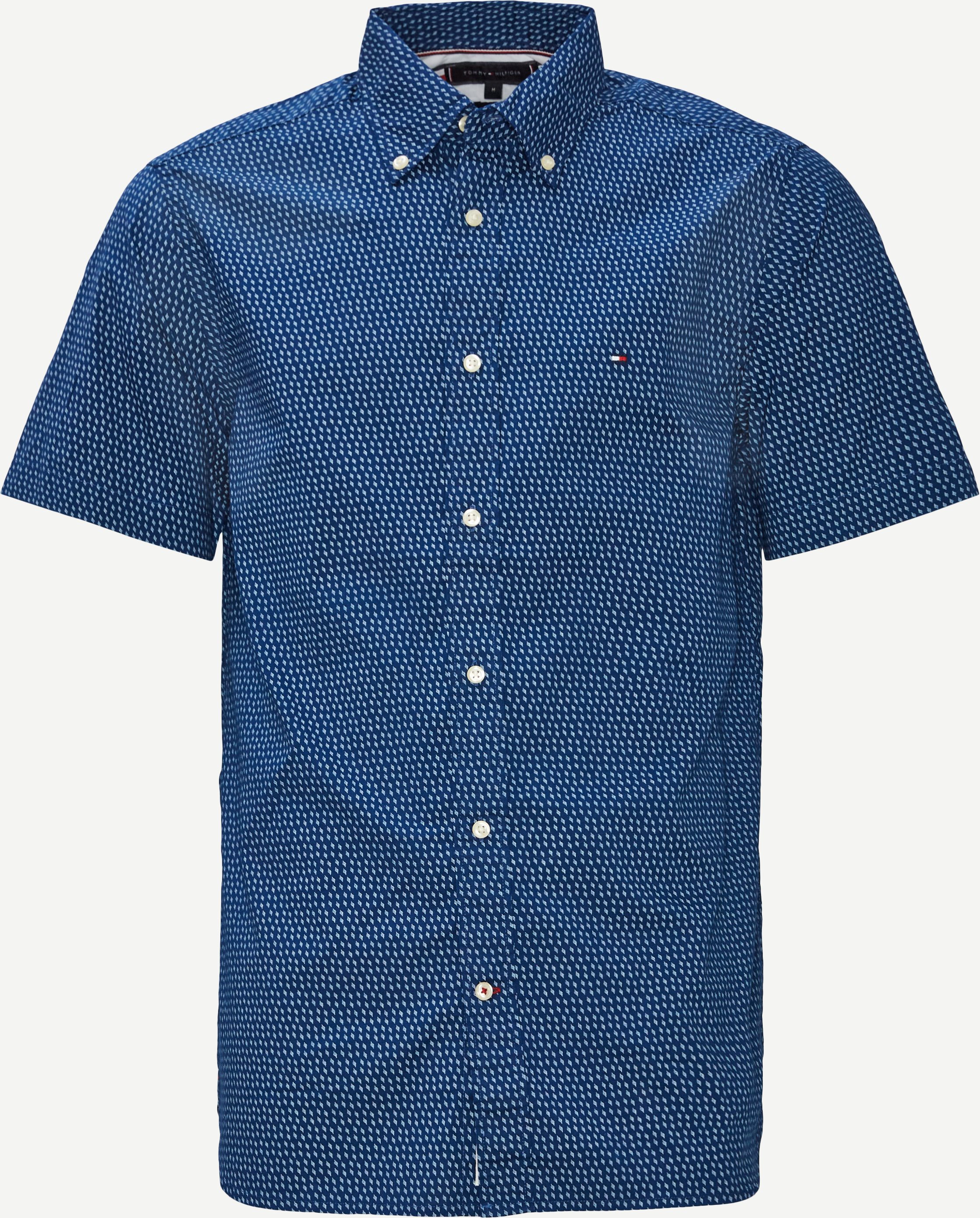 Soft Micro Print Kortærmet Skjorte - Kortærmede skjorter - Regular fit - Blå