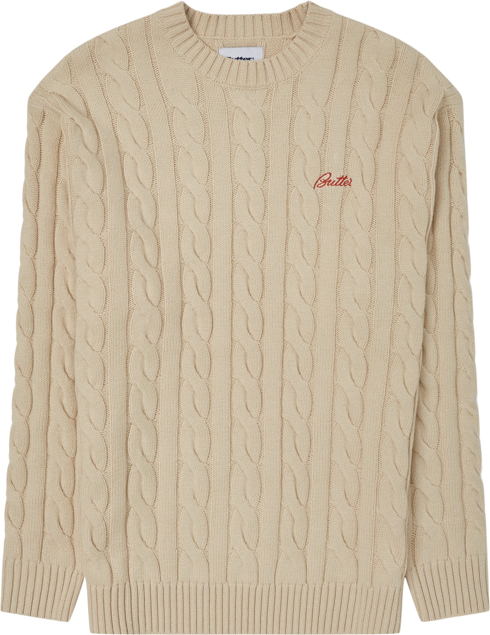 Cable Knit Sweater - Stickat - Regular fit - Sand