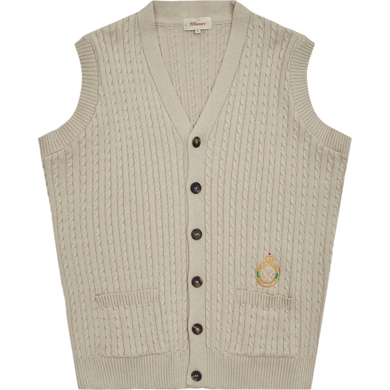 Manors Cable Knit Vest Sand