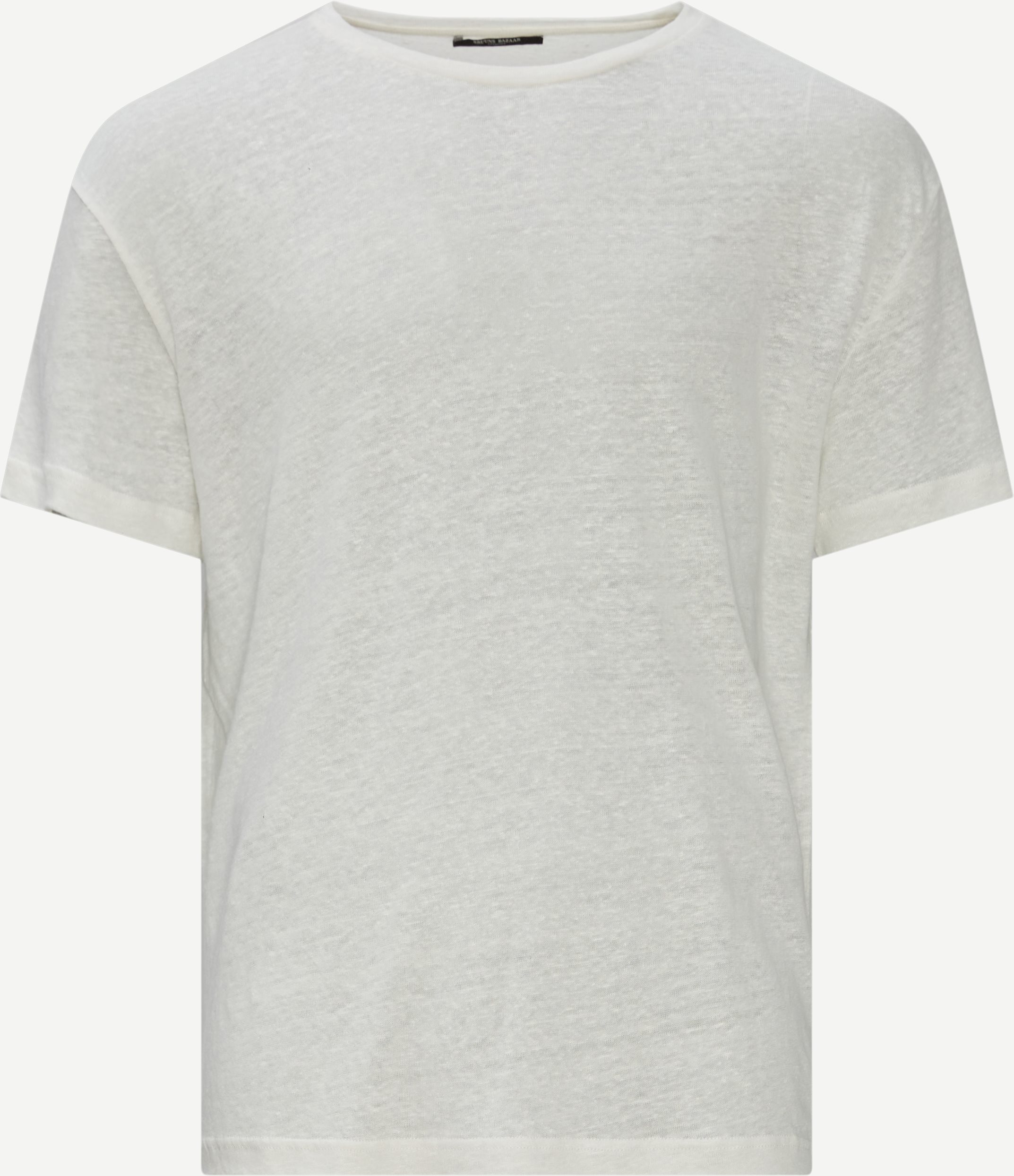Linen o-neck T-shirt - T-shirts - Regular fit - Hvid