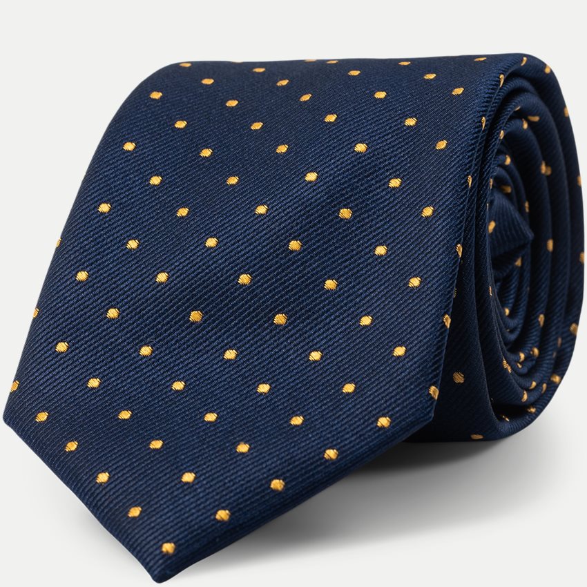 Navy Yellow Dots Silk Tie